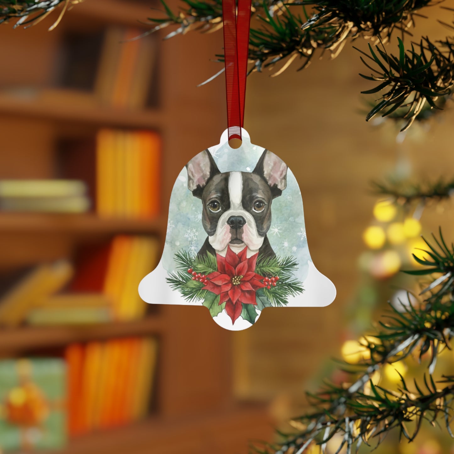 Boston Terrier Double-Sided Metal Bell Ornament: Celebrate the Character and Charm