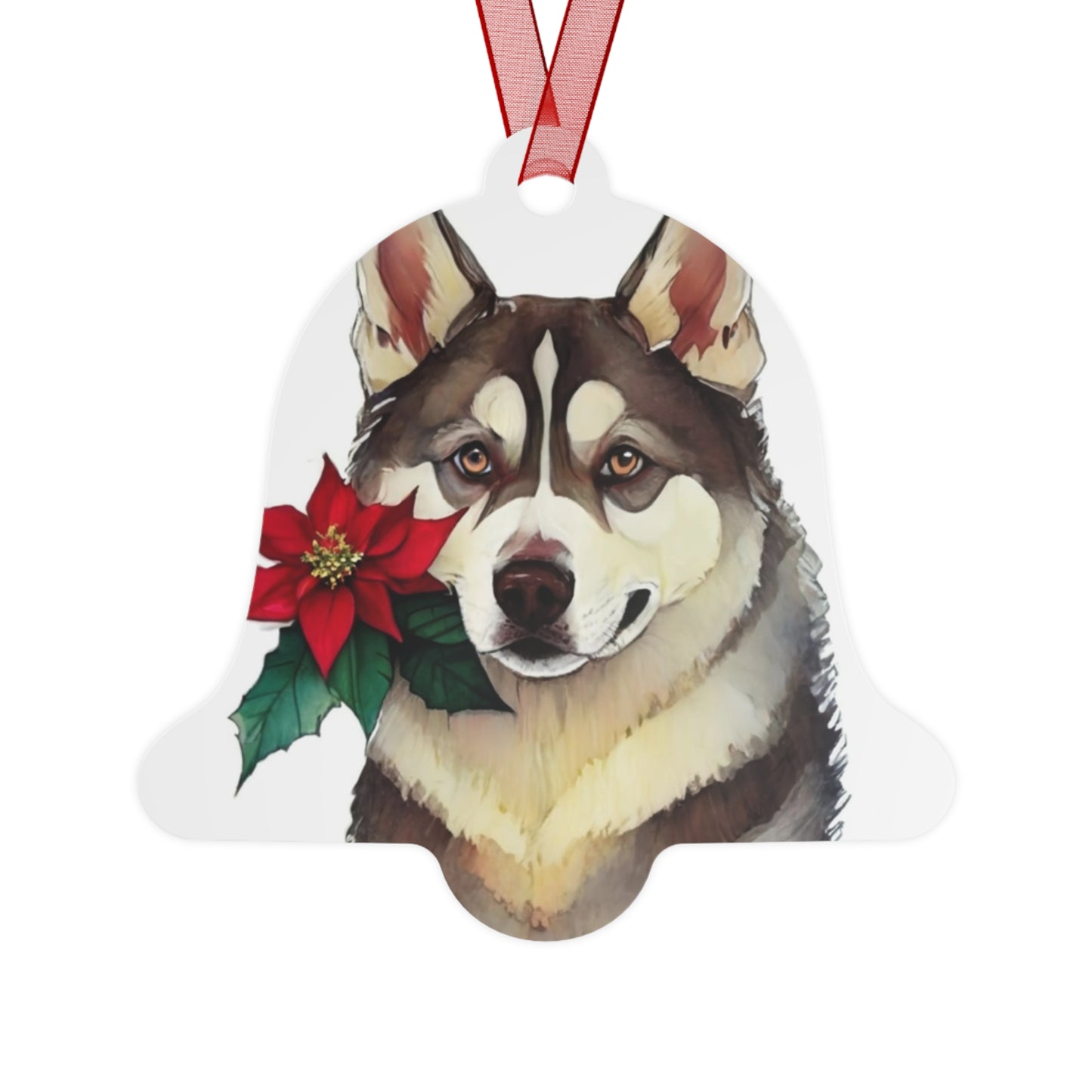 Siberian Husky Double-Sided Metal Bell Ornament: Celebrate the Arctic Elegance