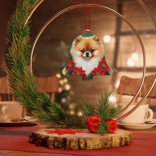 Pomeranian Double-Sided Metal Bell Ornament: Celebrate the Playful Elegance