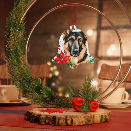 German Shepherd Double-Sided Metal Bell Ornament: A Howling Good Holiday!