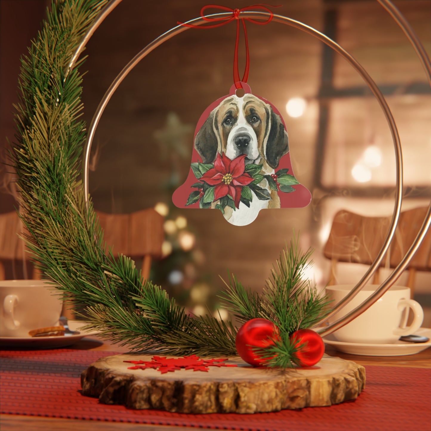 St. Bernard Metal Bell-Shaped Ornament: A Heartwarming Holiday Tribute