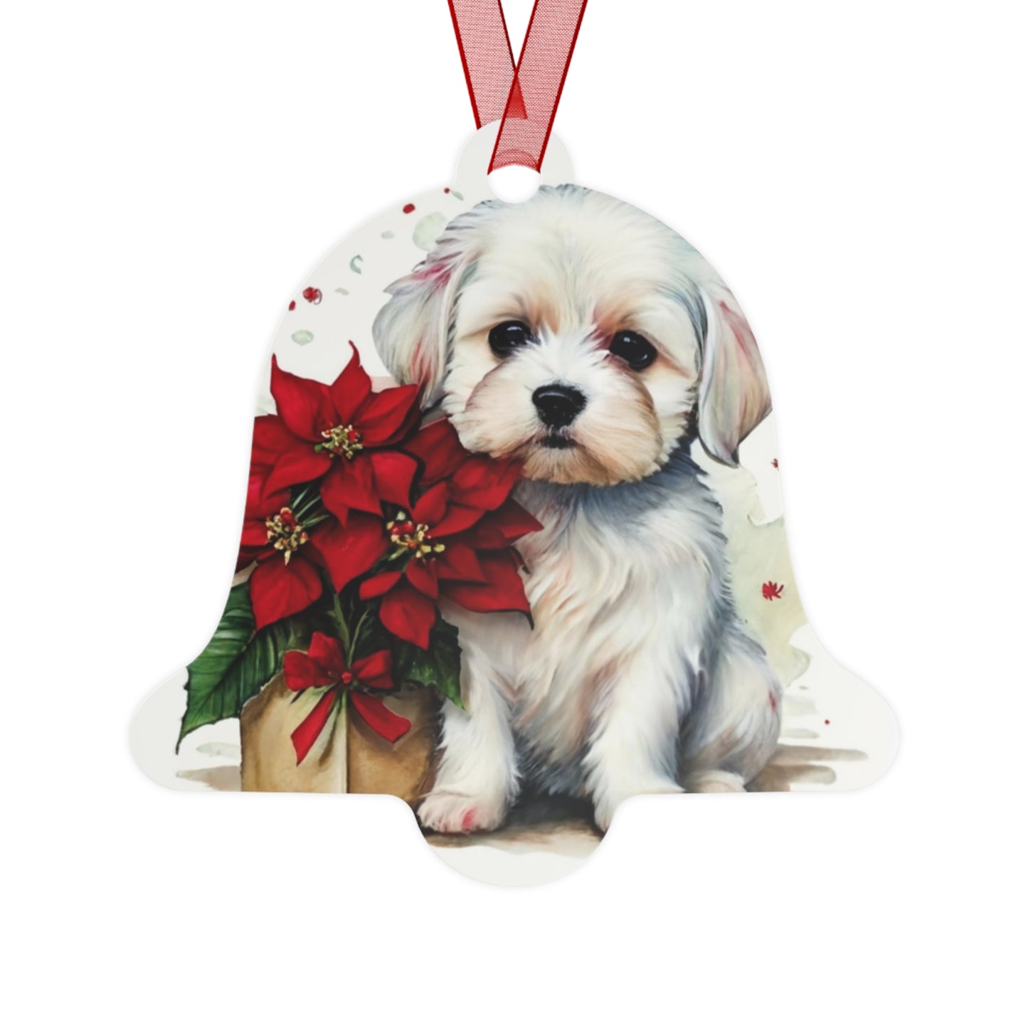 Maltese Double-Sided Metal Bell Ornament: A Delicate Holiday Delight