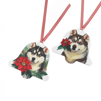 Siberian Husky Double-Sided Metal Bell Ornament: Celebrate the Arctic Elegance