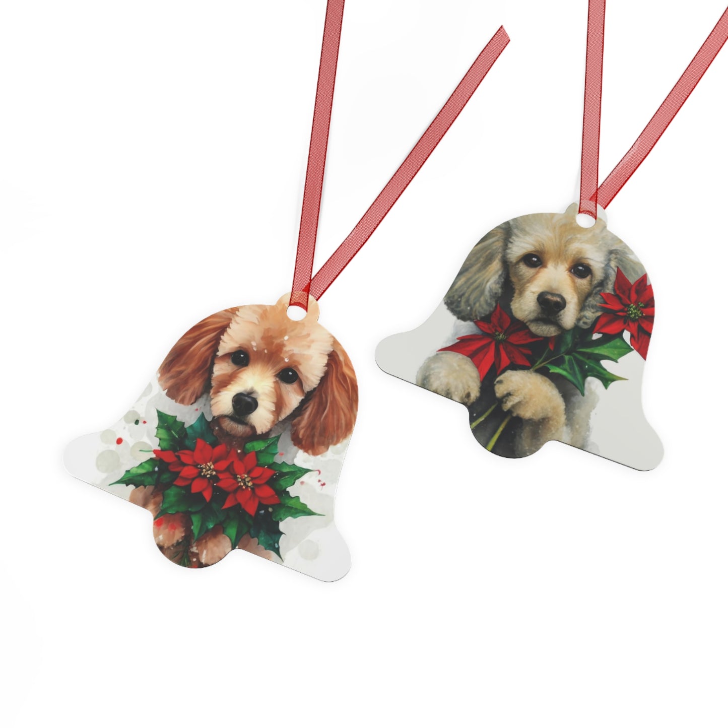 Poodle Double-Sided Metal Bell Ornament: Ring in the Holidays with Poodle Perfection!