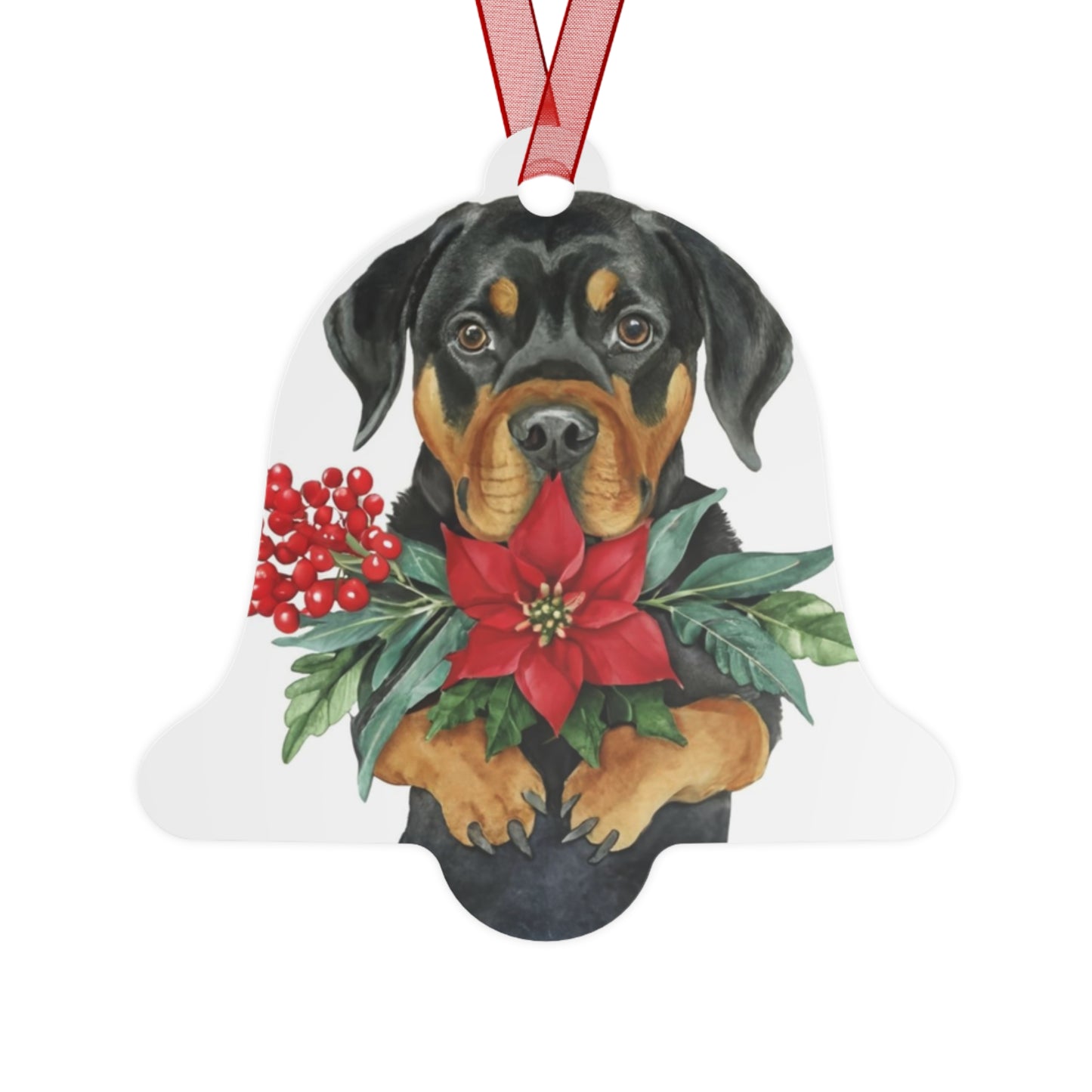 Rottweiler Double-Sided Metal Bell Ornament: Celebrate the Rottweiler's Heart and Strength