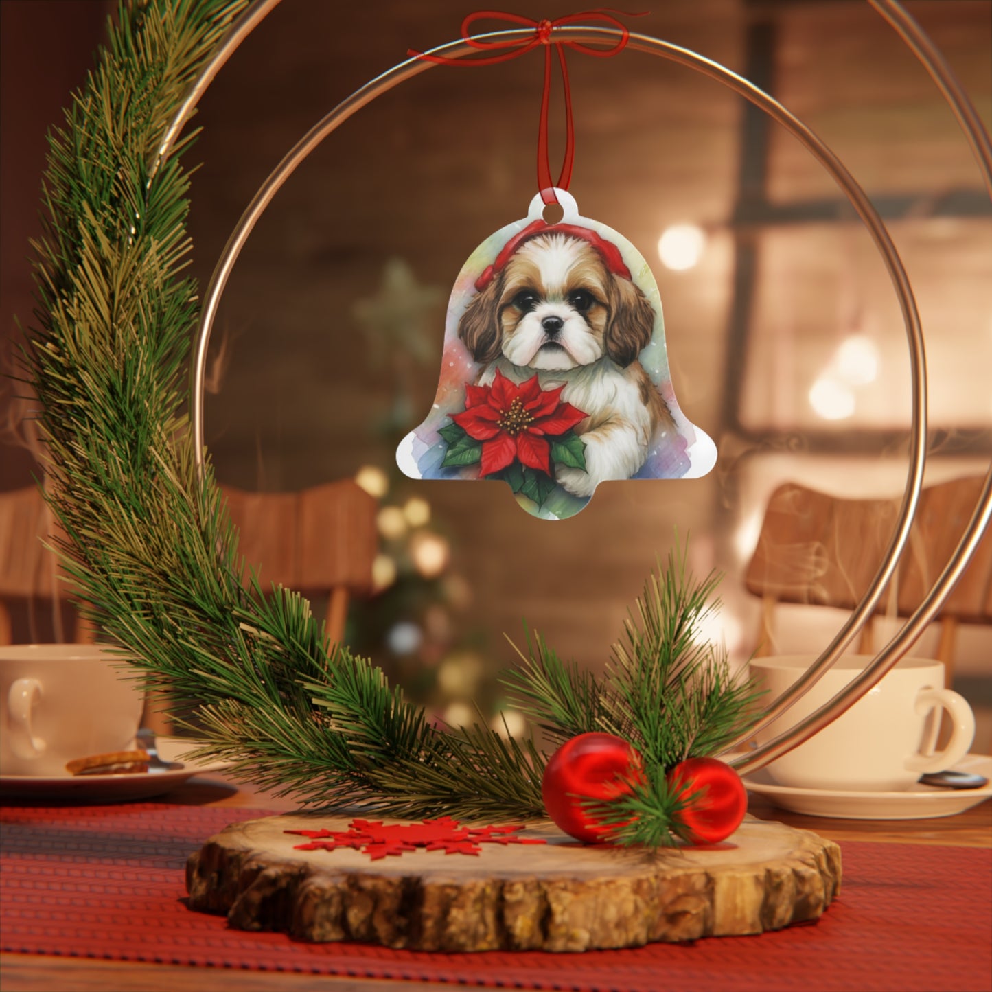 Shih Tzu Double-Sided Metal Bell Ornament: Celebrate the Elegance and Warmth