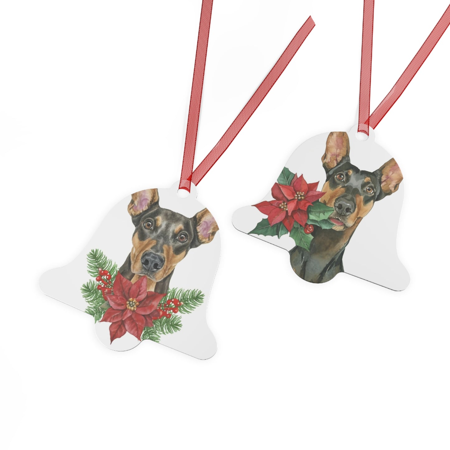 Doberman Pinscher Metal Bell-Shaped Ornament: Celebrate Elegance and Loyalty