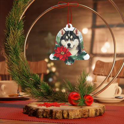 Siberian Husky Double-Sided Metal Bell Ornament: Celebrate the Arctic Elegance