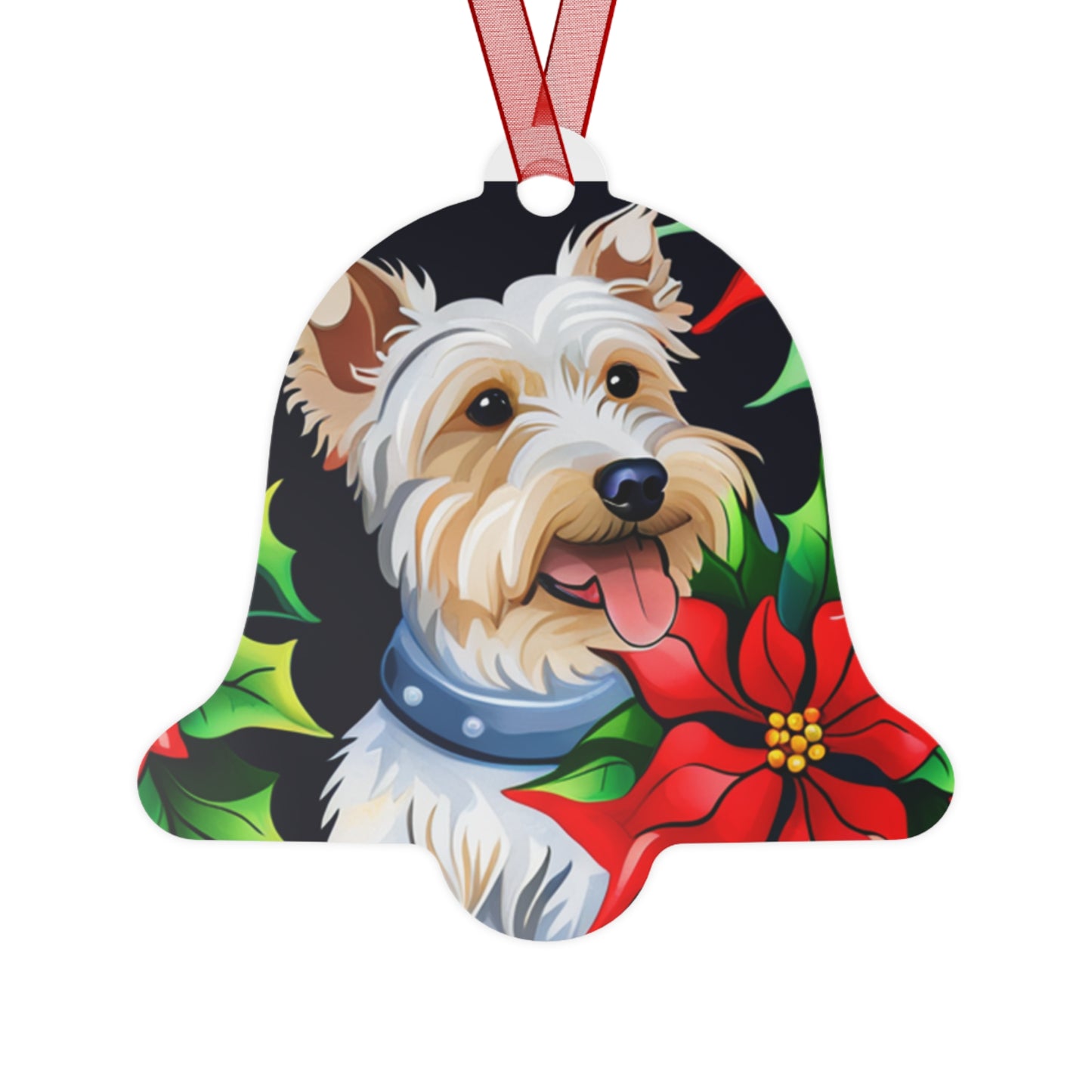 Yorkshire Terrier Poinsettia Metal Ornament: Petite Pup, Big Holiday Cheer