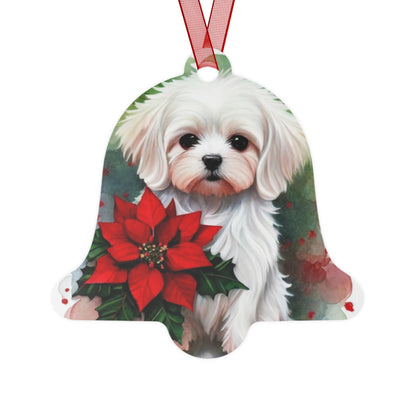 Maltese Double-Sided Metal Bell Ornament: A Delicate Holiday Delight