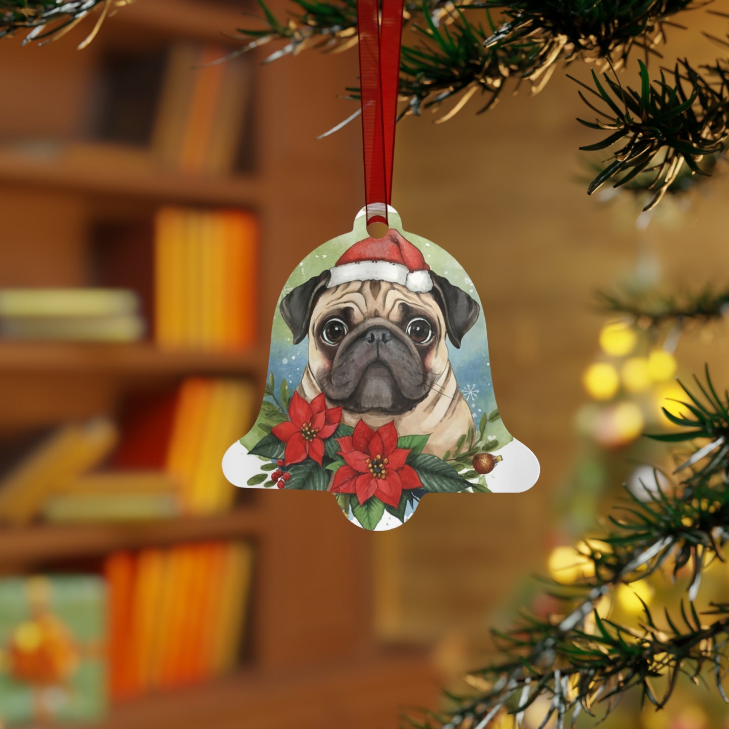 Pug Double-Sided Metal Bell Ornament: Celebrate the Playful Charisma