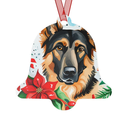 German Shepherd Double-Sided Metal Bell Ornament: A Howling Good Holiday!