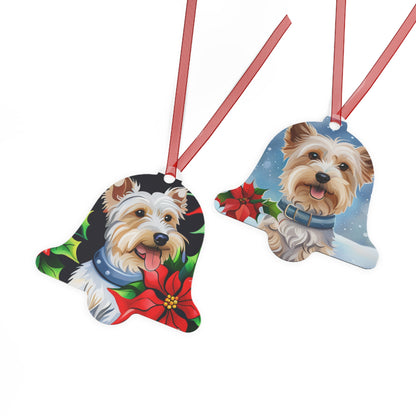 Yorkshire Terrier Poinsettia Metal Ornament: Petite Pup, Big Holiday Cheer