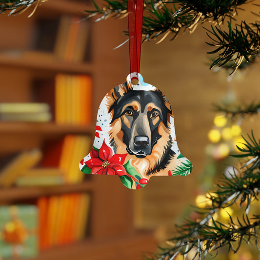 German Shepherd Double-Sided Metal Bell Ornament: A Howling Good Holiday!