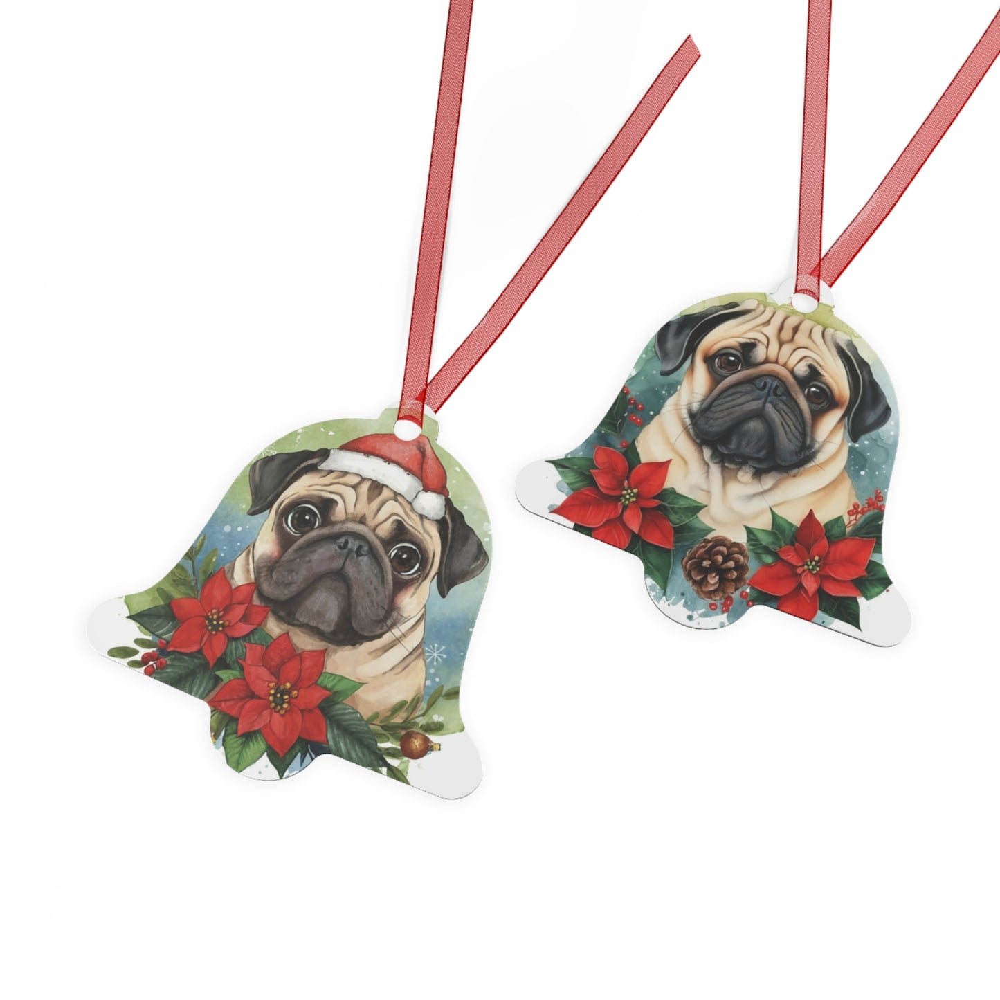 Pug Double-Sided Metal Bell Ornament: Celebrate the Playful Charisma