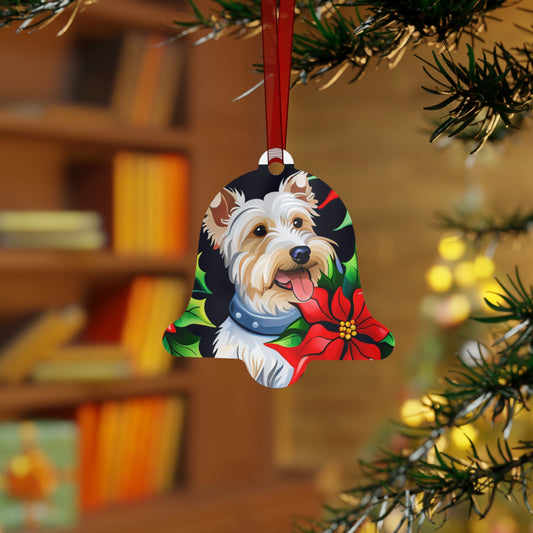 Yorkshire Terrier Poinsettia Metal Ornament: Petite Pup, Big Holiday Cheer