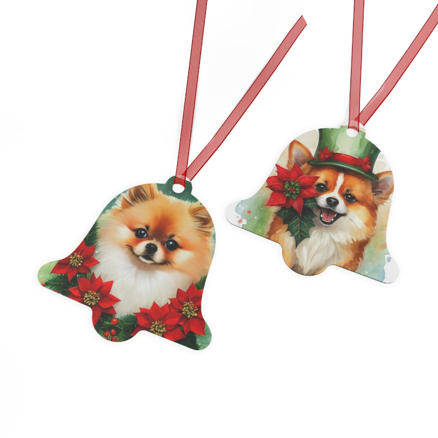 Pomeranian Double-Sided Metal Bell Ornament: Celebrate the Playful Elegance