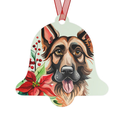 German Shepherd Double-Sided Metal Bell Ornament: A Howling Good Holiday!