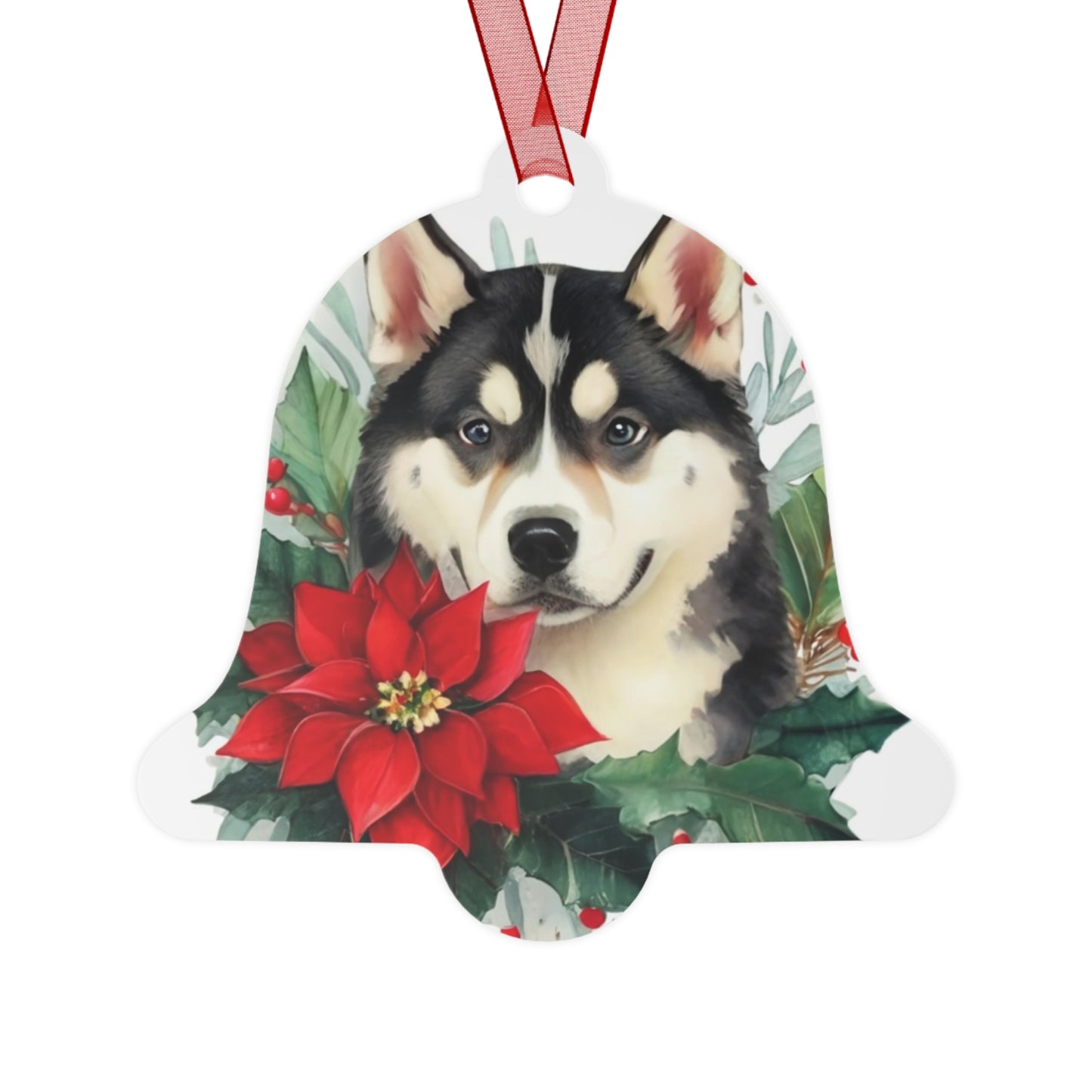 Siberian Husky Double-Sided Metal Bell Ornament: Celebrate the Arctic Elegance