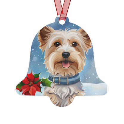 Yorkshire Terrier Poinsettia Metal Ornament: Petite Pup, Big Holiday Cheer