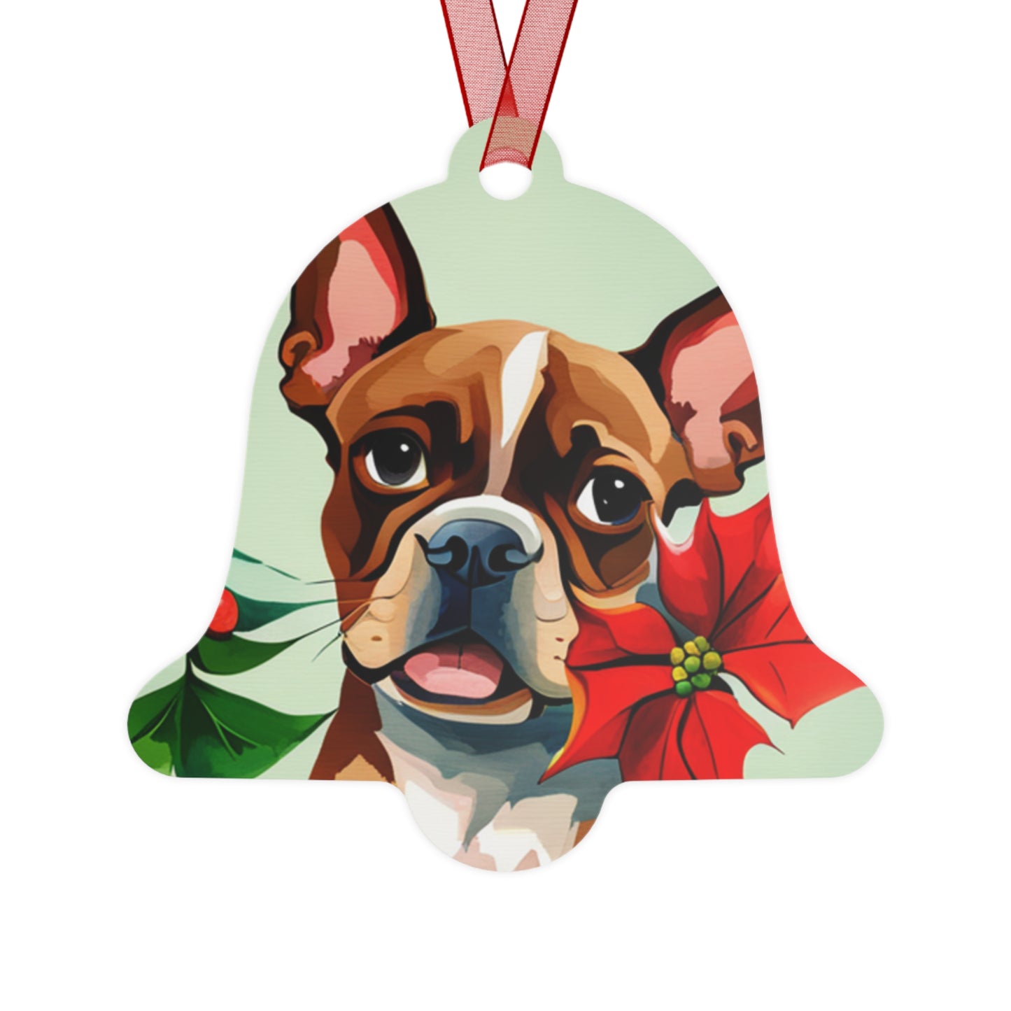 French Bulldog Double-Sided Metal Bell Ornament: Ring in the Holidays with Frenchie Charm