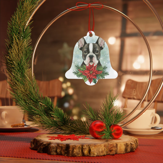 Boston Terrier Double-Sided Metal Bell Ornament: Celebrate the Character and Charm