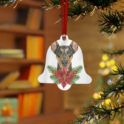 Doberman Pinscher Metal Bell-Shaped Ornament: Celebrate Elegance and Loyalty